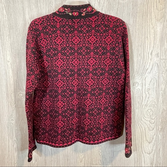 Nomadic Traders Red & Black Fair Isle Sweater Size M - Picture 2 of 6